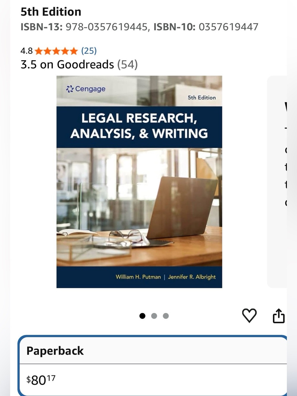 CENGAGE 5th Edition LEGAL RESEARCH, ANALYSIS, & WRITING ✍️ Book Almost New! - Picture 5 of 8